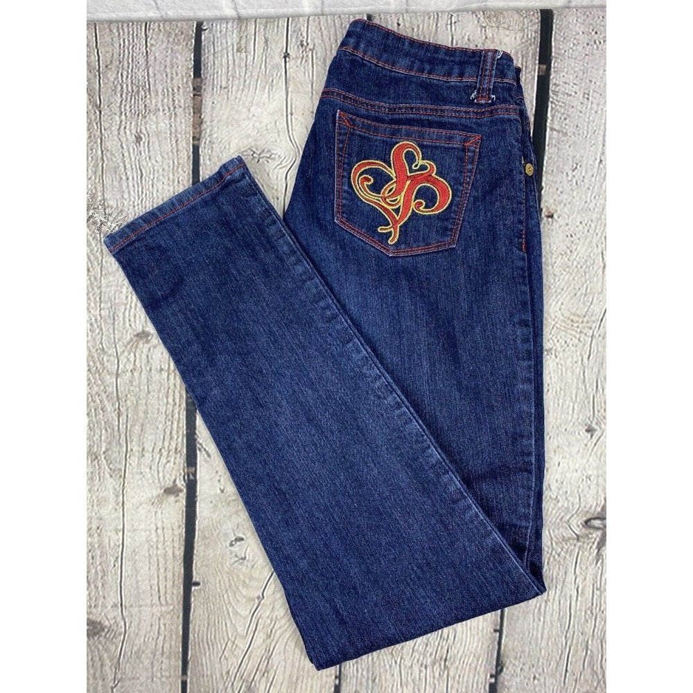 South Pole Jeans Co. Women's Jeans Blue‎ Size 11 Embroidered Pockets Zipper
